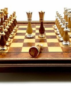 Jeu d'Échecs Grand Oriental - Échiquier en Bois de Bruyère et Bois d'Orme & Pièces en bois et laiton massif