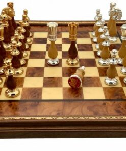 Jeu d'Échecs Grand Oriental - Échiquier en Bois de Bruyère et Bois d'Orme & Pièces en bois et laiton massif