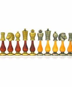 Ensemble "Arabic Style" Table en Bois et Laiton & Jeu d'Echecs en Métal et Bois
