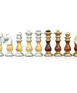 Jeu d'Echecs en Bois et Laiton Massif Plaqué Or et Argent "Francais"