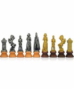 Ensemble "Mary Stuart" Table Ronde en Racine de Bruyère & Jeu d'Echecs en Bois et Métal