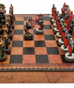 Jeu d'Échecs Robin des Bois - Échiquier - Backgammon et Jeu de dames en similicuir avec rangement & Pièces en résine