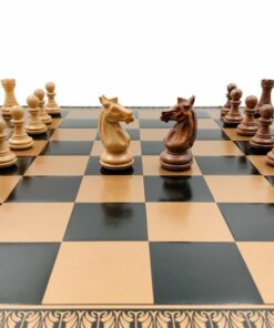 Jeu d'Échecs Classique - Échiquier - Backgammon et Jeu de dames en similicuir & Pièces d'échecs en bois