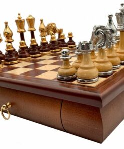 Jeu d'Échecs Flowered en bois et métal