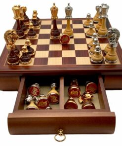 Jeu d'Échecs Flowered en bois et métal