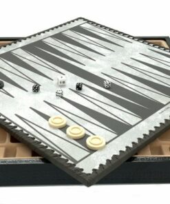 Jeu d'Échecs Contemporain - Échiquier et Backgammon à rangement en similicuir  & Pièces en métal