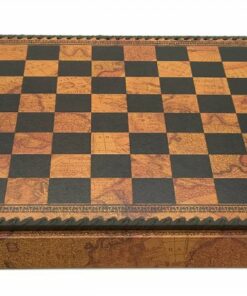 Jeu d'Échecs Flowered - Échiquier - Backgammon et Jeu de dames en similicuir avec rangement & Pièces d'échecs en métal