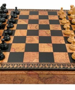 Jeu d'Échecs Classique - Échiquier - Backgammon et Jeu de dames en similicuir avec rangement & Pièces en bois