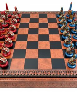 Jeu d'Échecs Egyptien - Échiquier - Backgammon et Jeu de dames en similicuir & Pièces en métal