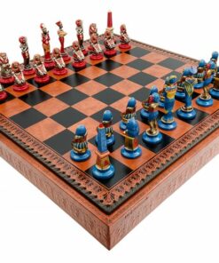 Jeu d'Échecs Egyptien - Échiquier - Backgammon et Jeu de dames en similicuir & Pièces en métal