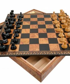 Jeu d'Échecs Classique - Échiquier - Backgammon et Jeu de dames en similicuir avec rangement & Pièces en bois
