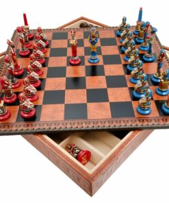 Jeu d'Échecs Egyptien - Échiquier - Backgammon et Jeu de dames en similicuir & Pièces en métal