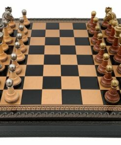 Jeu d'Échecs Classique - Échiquier et Backgammon à rangement en similicuir & Pièces en bois et métal