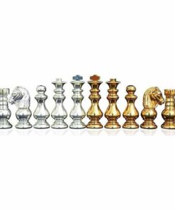 Jeu d'Echecs en Laiton Massif Plaqué Or et Argent "Francais"