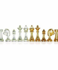 Jeu d'Echecs en Laiton Massif Plaqué Or et Argent "Staunton"