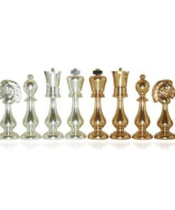 Jeu d'Echecs en Laiton Massif Plaqué Or et Argent "Large Oriental"