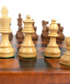 Jeu d'Échecs Classique - Échiquier en similicuir & Pièces en Bois de Rose doré