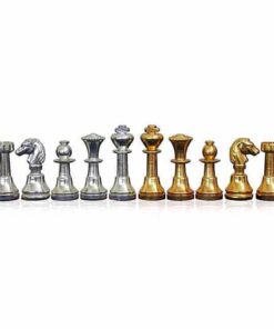 Jeu d'Echecs en Laiton Massif Plaqué Or et Argent "Mignon"