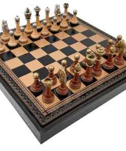 Jeu d'Échecs Classique - Échiquier et Backgammon à rangement en similicuir & Pièces en bois et métal