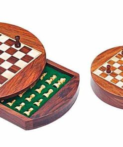 Ensemble Magnétique de Voyage Rond avec Tiroir de Rangement en Bois