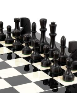 Jeu d'échecs Contemporain - Échiquier en bois d'Anegre noir et Erable & Pièces en Bois de Buis