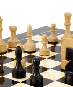 Jeu d'échecs Contemporain - Échiquier en bois d'Anegre noir et Erable & Pièces en Bois de Buis