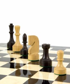 Jeu d'échecs Contemporain - Échiquier en bois d'Anegre noir et Erable & Pièces en Bois de Buis