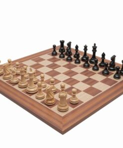 Jeu d'Échecs Classique Windsor -  Échiquier en bois d'Acajou et Bouleau & Pièces en Bois de Buis et Ébène
