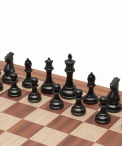 Jeu d'Échecs Classique Windsor -  Échiquier en bois d'Acajou et Bouleau & Pièces en Bois de Buis et Ébène