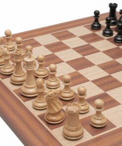 Jeu d'Échecs Classique Windsor -  Échiquier en bois d'Acajou et Bouleau & Pièces en Bois de Buis et Ébène