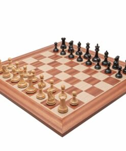 Jeu d'échecs Souverain Staunton - Échiquier en bois d'Acajou et Bouleau & Pièces en Bois de Buis ébonisé
