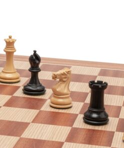 Jeu d'échecs Souverain Staunton - Échiquier en bois d'Acajou et Bouleau & Pièces en Bois de Buis ébonisé