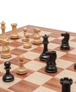 Jeu d'échecs Souverain Staunton - Échiquier en bois d'Acajou et Bouleau & Pièces en Bois de Buis ébonisé