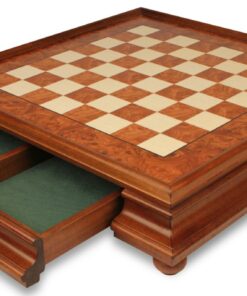 Jeu d'Échecs Moncada - Échiquier en bois de Bruyère et Bois d'Orme avec tiroir & Pièces en métal