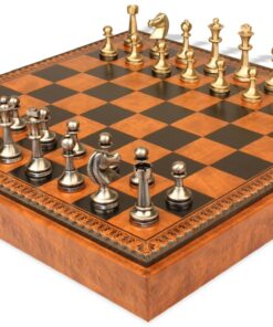 Jeu d'Échecs Grand Staunton - Échiquier - Backgammon et Jeu de dames en similicuir & Pièces en laiton massif