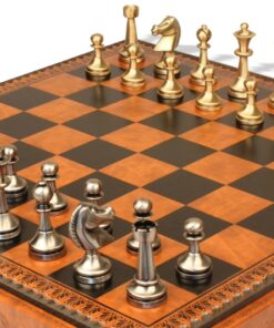 Jeu d'Échecs Grand Staunton - Échiquier - Backgammon et Jeu de dames en similicuir & Pièces en laiton massif