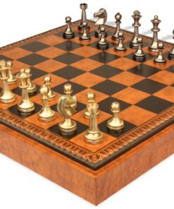 Jeu d'Échecs Grand Staunton - Échiquier - Backgammon et Jeu de dames en similicuir & Pièces en laiton massif