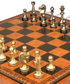 Jeu d'Échecs Grand Staunton - Échiquier - Backgammon et Jeu de dames en similicuir & Pièces en laiton massif
