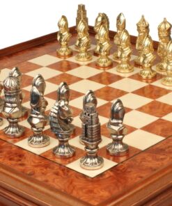 Jeu d'Échecs Moncada - Échiquier en bois de Bruyère et Bois d'Orme avec tiroir & Pièces en métal