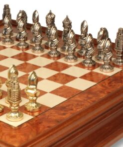 Jeu d'Échecs Moncada - Échiquier en bois de Bruyère et Bois d'Orme avec tiroir & Pièces en métal