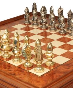 Jeu d'Échecs Moncada - Échiquier en bois de Bruyère et Bois d'Orme avec tiroir & Pièces en métal