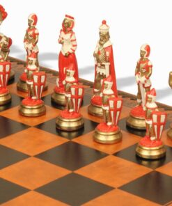 Jeu d'Échecs Mary Stuart - Échiquier - Backgammon et Jeu de dames en similicuir & Pièces en métal