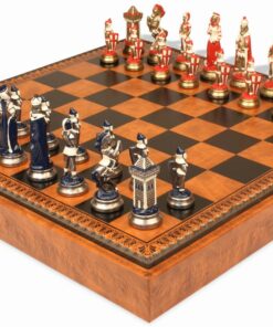 Jeu d'Échecs Mary Stuart - Échiquier - Backgammon et Jeu de dames en similicuir & Pièces en métal