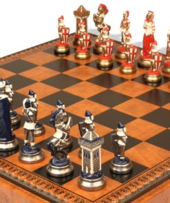 Jeu d'Échecs Mary Stuart - Échiquier - Backgammon et Jeu de dames en similicuir & Pièces en métal