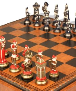 Jeu d'Échecs Mary Stuart - Échiquier - Backgammon et Jeu de dames en similicuir & Pièces en métal