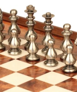 Jeu d'Échecs Garde Française - Échiquier en bois de Bruyère et Bois d'Orme avec tiroir & Pièces en laiton massif