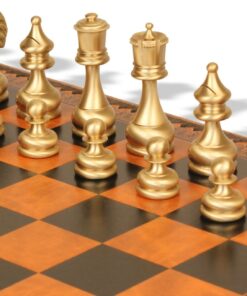 Jeu d'Échecs Grand ensemble Perse - Échiquier - Backgammon et Jeu de dames en similicuir & Pièces en laiton massif