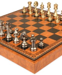 Jeu d'Échecs Grand ensemble Perse - Échiquier - Backgammon et Jeu de dames en similicuir & Pièces en laiton massif