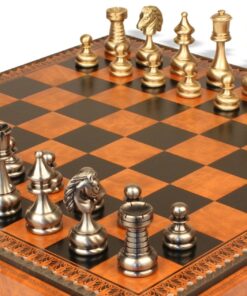 Jeu d'Échecs Grand ensemble Perse - Échiquier - Backgammon et Jeu de dames en similicuir & Pièces en laiton massif