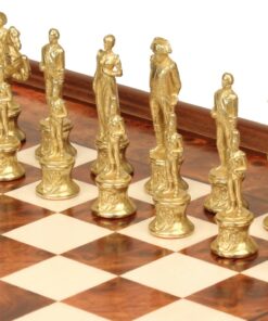 Jeu d'Échecs Napoléon - Échiquier en bois de Bruyère et Bois d'Orme avec tiroir & Pièces en métal